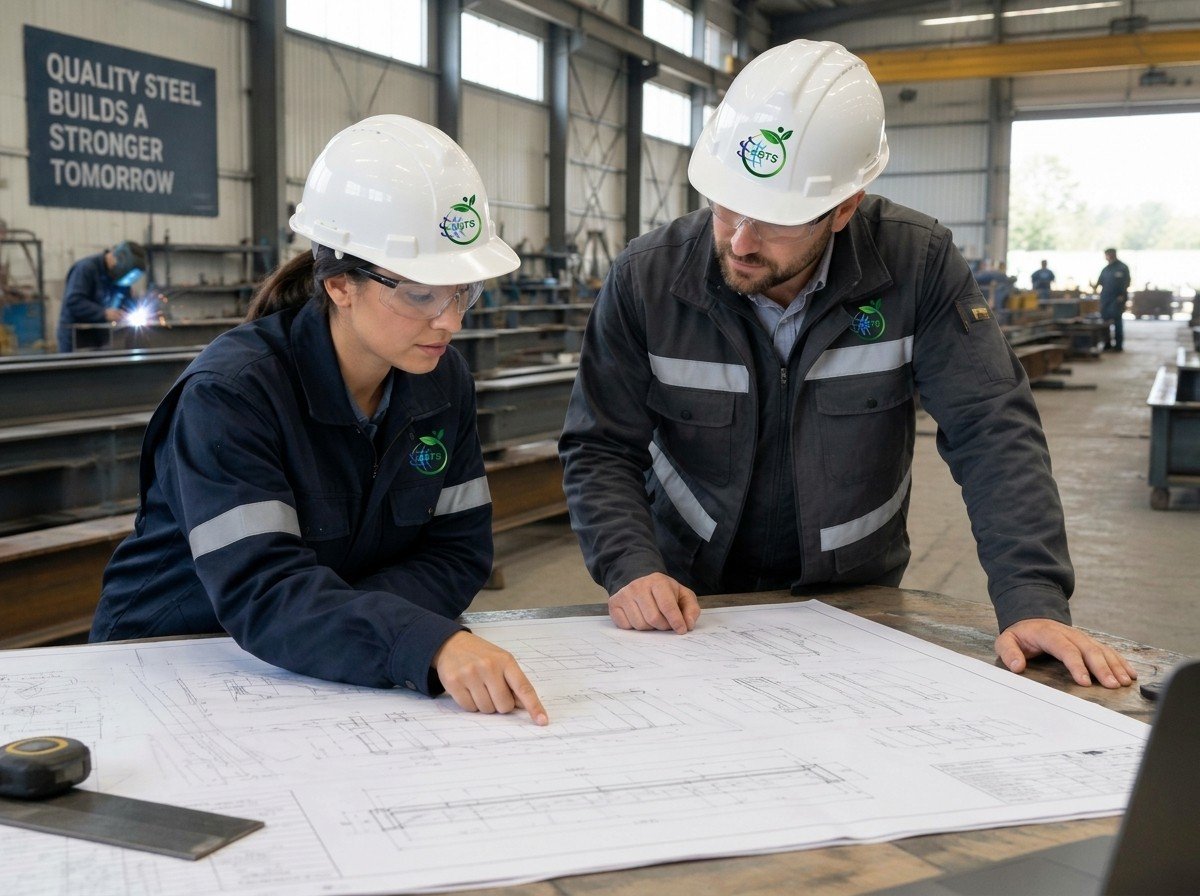 Nijah Star engineers reviewing fabrication drawings