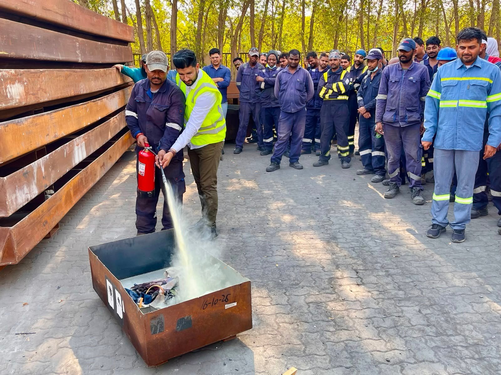 Live HSE Fire Safety Extinguisher Training Demonstration
