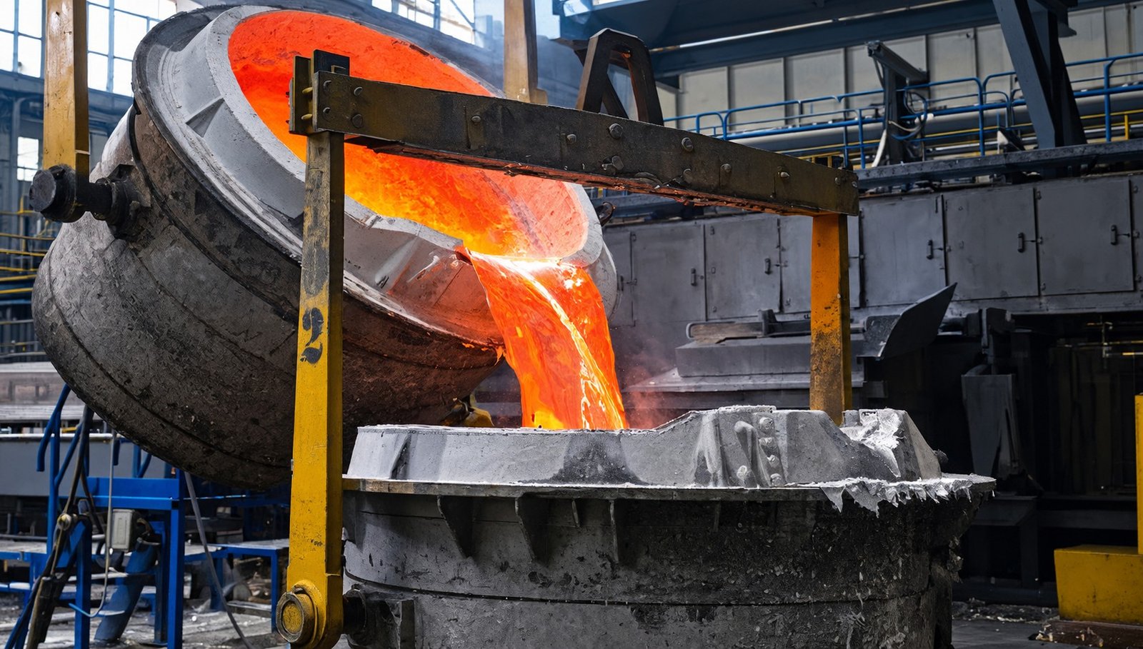 Industrial aluminum smelter with engineering crew
